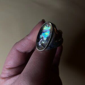 Handcrafted Size 11.5 Abalone Stone Unisex Ring